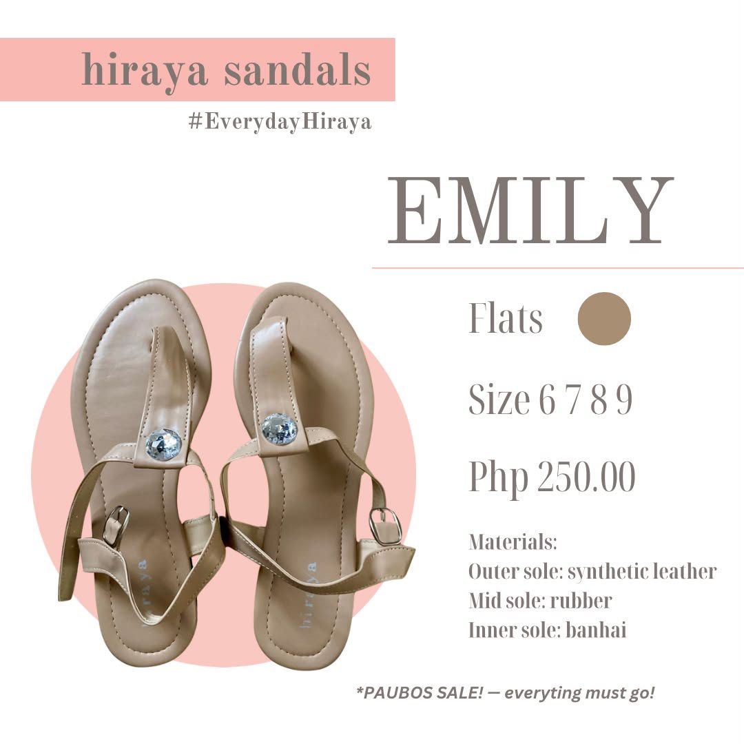 Everyday sandals - flats - locally made (Category: Flats & Sandals) located in Manila. Submitted by prelovedbydani_913 (Listing ID 1458702020, Image 2). Description: PAUBOS SALE Liliw made sandals Hiraya Sandals on IG Materials and available sizes are posted .