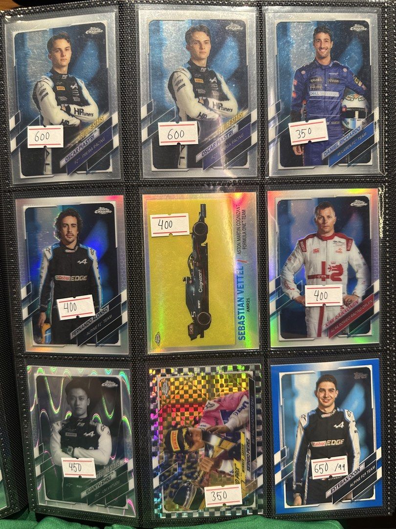 F1 Topps Chrome Cards (TAKE YOUR PICK🔥) (Category: Raw Singles) located in Quezon City. Submitted by adloading7 (Listing ID 1458793133, Image 2). Description: ₱50-₱600 range of each card😛.