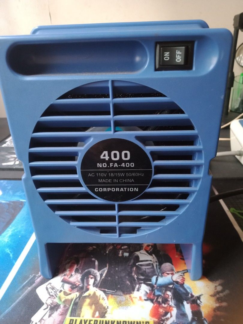 FA-400 ESD SAFE Smoke Absorber (Category: Construction Tools & Equipment) located in Cainta. Submitted by vinzrulez (Listing ID 1458707388, Image 2). Description: - FA-400 ESD Safe Smoke Absorber - Effectively filters smoke for soldering and other fume-producing tasks - Features a convenient ON/OFF switch - Durable blue casing.