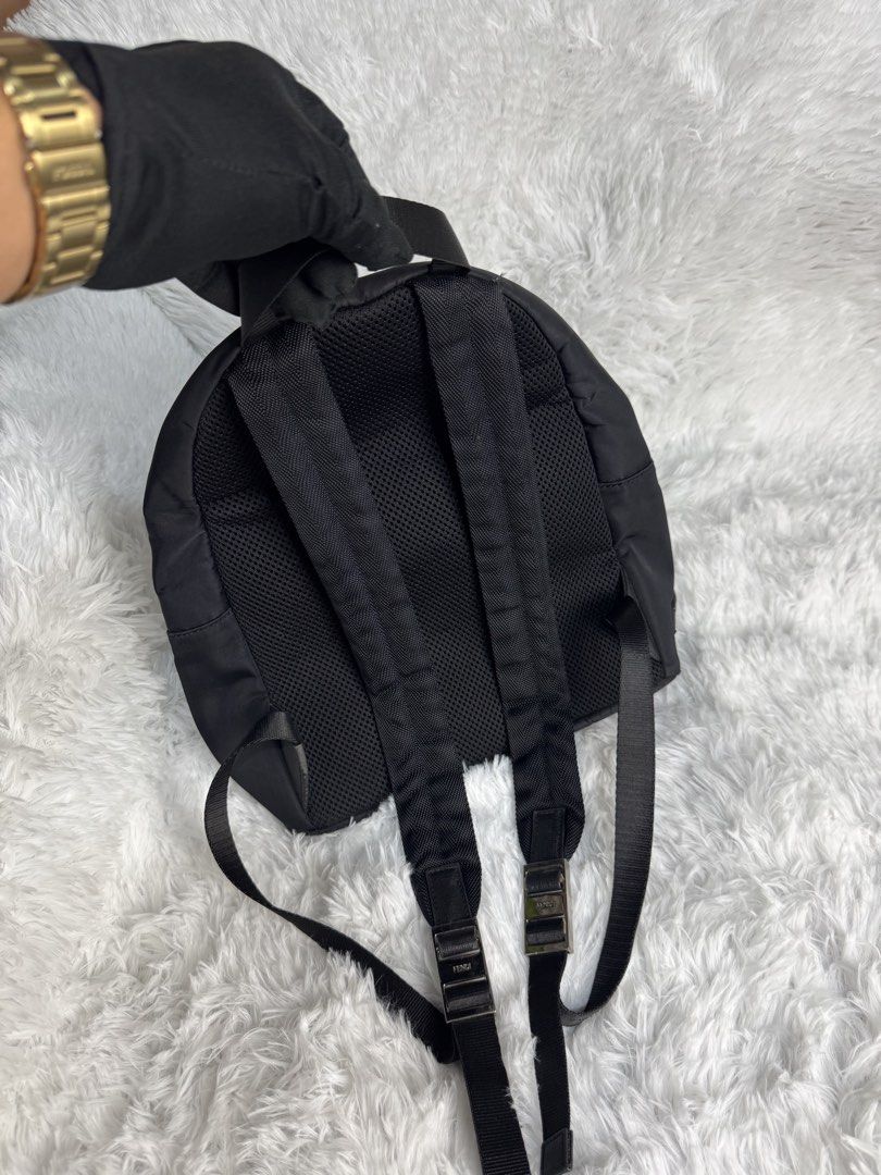 Fendi Black Nylon Monster Eyes Backpack (Category: Luxury Bags & Wallets) located in Villaverde. Submitted by theluxurythrift.ph (Listing ID 1458811507, Image 2). Description: Wts Fendi Backpack Size Small Rank AB Issue: Minimal Cracks on Both Eyes & Scratch 2999 + Sf.