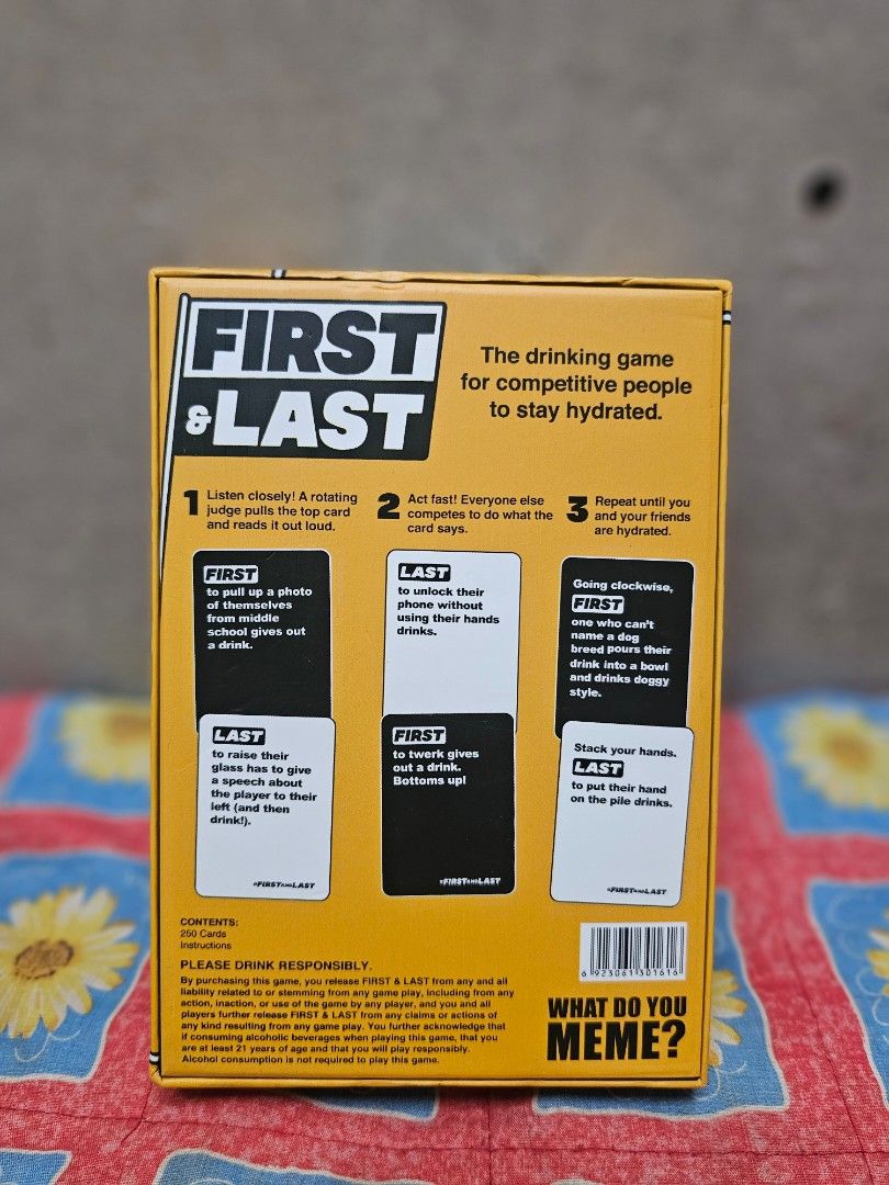 First and Last Drinking Card Game (Category: Board Games & Puzzles) located in Manila. Submitted by shopwithella.ph (Listing ID 1458694813, Image 2). Description: .