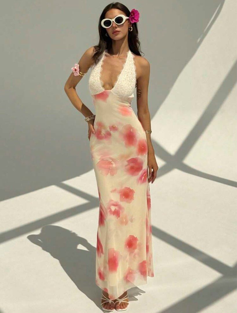 Floral Long Dress (Category: Dresses) located in Calamba. Submitted by declutter.sznn (Listing ID 1458870326, Image 1). Description: • used once • very flattering when worn ✨ •floor-length dress • ww photos posted for reference: height: 5'3 waistline: 26-27 inches.