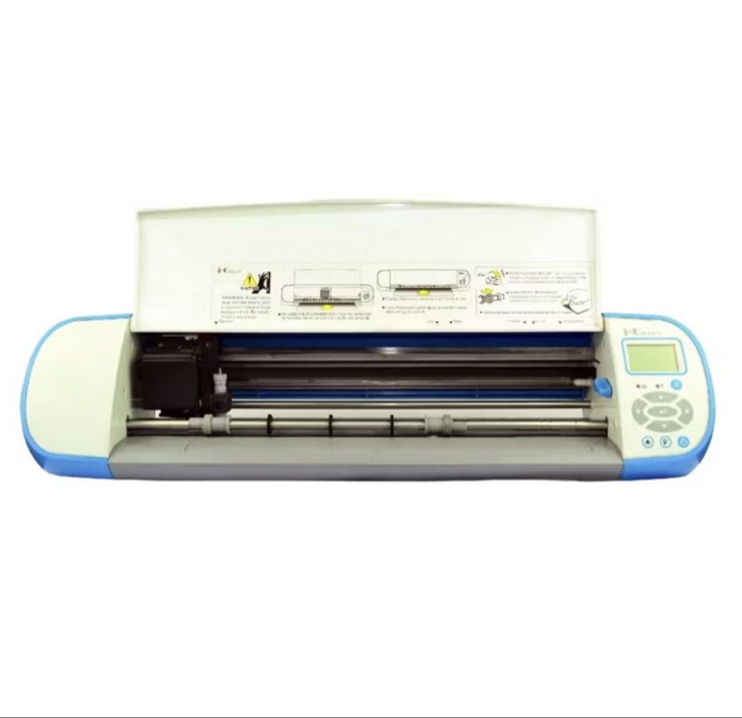 GCC i-CRAFT Cutting Machine Vinyl Cutter Plotter (Category: Craft Supplies & Tools) located in Manila. Submitted by buyherenow_34 (Listing ID 1458775155, Image 2). Description: - GCC i-CRAFT cutting machine - Ideal for vinyl cutting and crafting - Features digital display and control panel - Includes cutting blade mechanism - Color: Blue and white - Tested and confirmed working.
