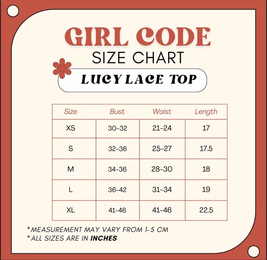 Girl Code Lucy Lace Top Black Ribbed V-Neck (Category: Shirts) located in Taguig. Submitted by crsthngs (Listing ID 1458805324, Image 2). Description: - Check the size chart in the photos for measurements.