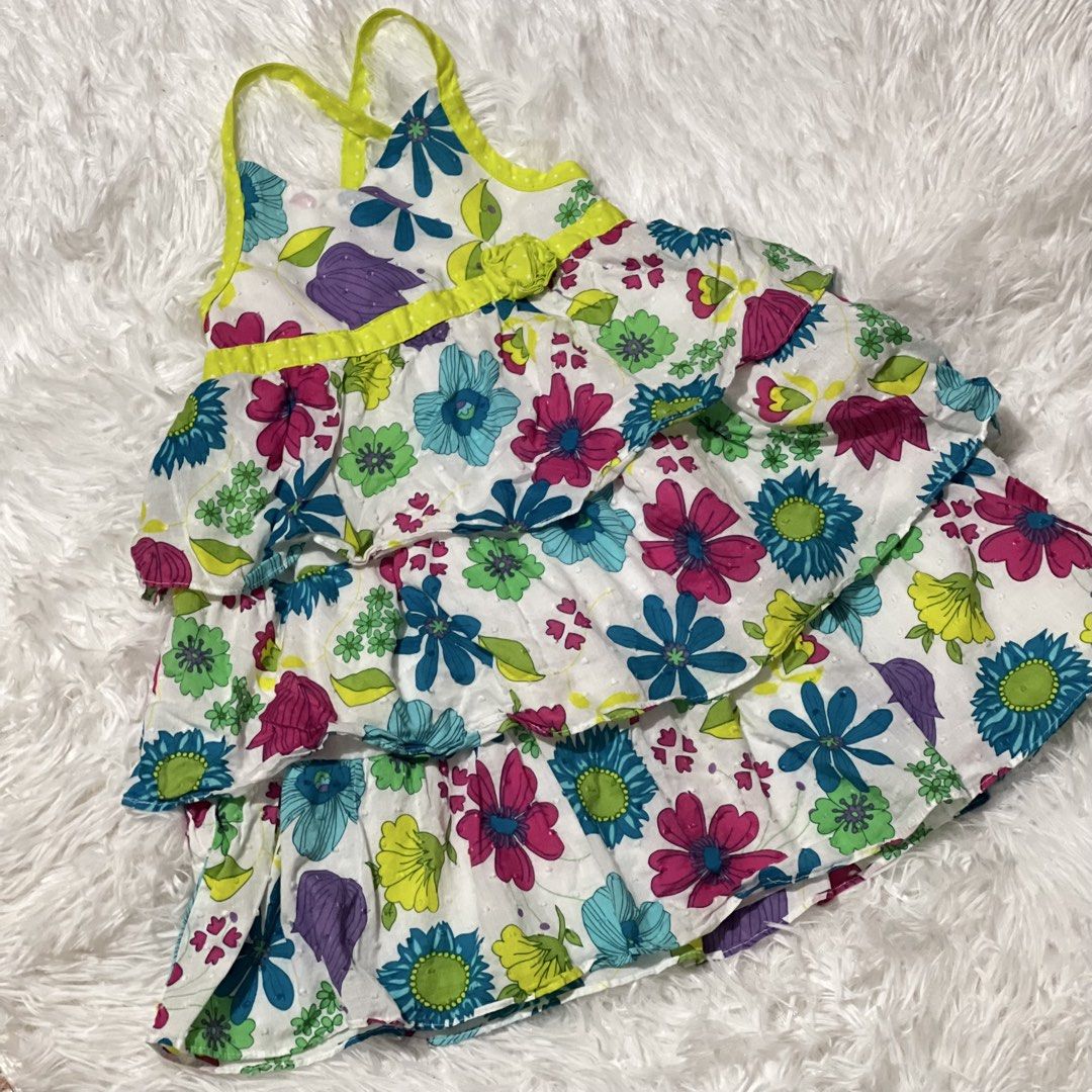 Girls' Dresses and Tops Bundle - Various Brands (Category: Babies & Kids Fashion) located in Manila. Submitted by Pilarrrrr (Listing ID 1458744509, Image 1). Description: - Bundle of 5 girls' clothing items. - Includes: floral tiered dress, grey tank top with floral embellishments and matching skirt, pink 'Show Cute' t-shirt, teal ruffled dress, and pink and white striped tunic top. - All pieces are cute and colorful. - Suitable for everyday wear