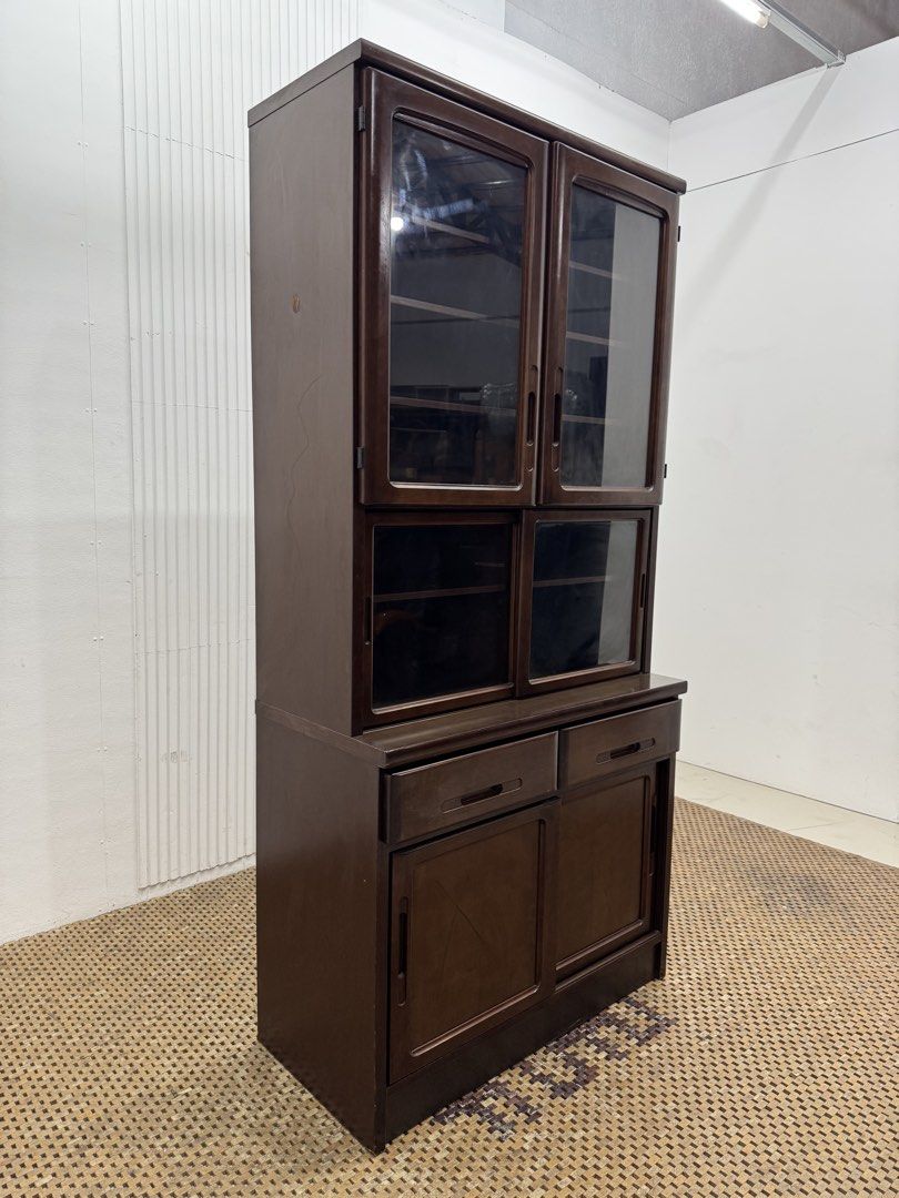 Glass sliding display cabinet (Category: Shelves, Cabinets & Racks) located in Quezon City. Submitted by matetdevis13 (Listing ID 1458750352, Image 2). Description: Classic Wallnut Display Cabinet with Sliding Glass Door Price: 7,500 L35 x W14.5 x H73.5 In good condition Code JMD30-M88.
