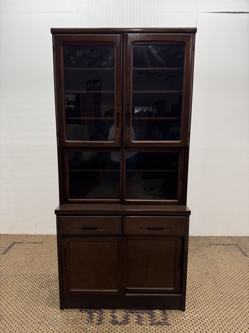 Glass sliding display cabinet (Category: Shelves, Cabinets & Racks) located in Quezon City. Submitted by matetdevis13 (Listing ID 1458750352, Image 1). Description: Classic Wallnut Display Cabinet with Sliding Glass Door Price: 7,500 L35 x W14.5 x H73.5 In good condition Code JMD30-M88.