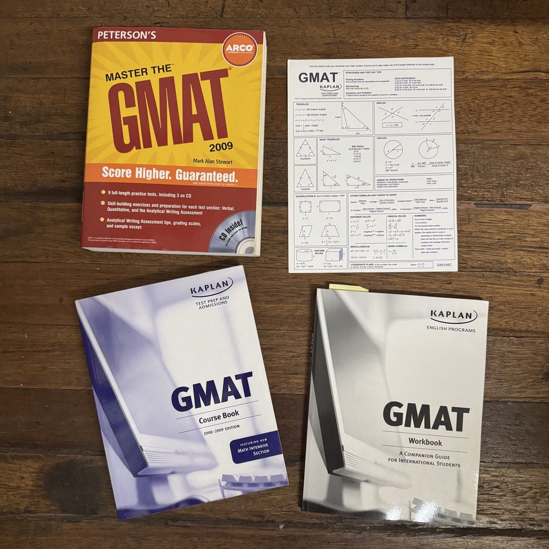GMAT Review Books Bundle – Kaplan + Peterson’s | 3 Books + Math Reference Sheet (Category: Textbooks) located in Makati City. Submitted by avic_c (Listing ID 1458761261, Image 2). Description: Selling as a GMAT review bundle: • Peterson’s Master the GMAT 2009 (no more CD) • Kaplan GMAT Course Book 2008–2009 • Kaplan GMAT Workbook – A Companion Guide for International Students • Kaplan GMAT math/reference sheet included Preloved older editions but