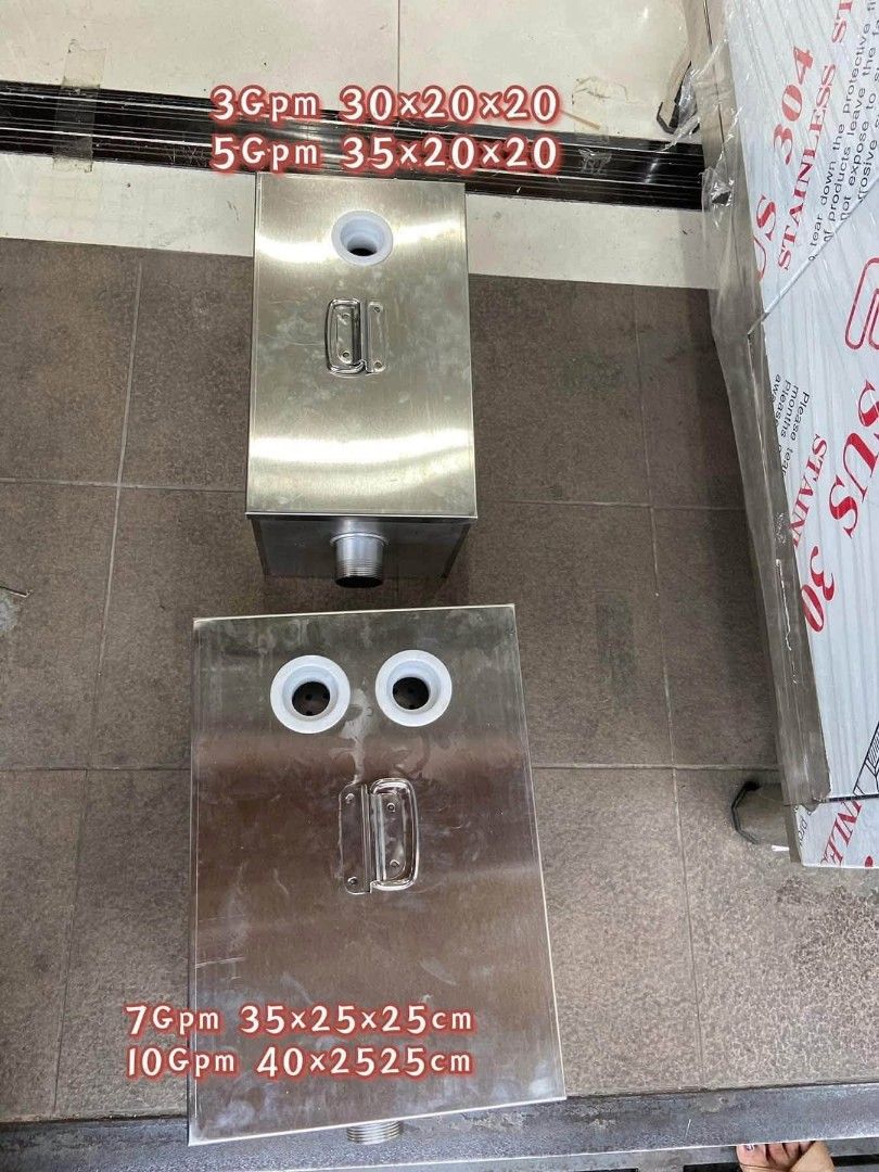Grease trap TOP INLET (Category: Cleaning Tools & Supplies) located in Manila. Submitted by brightstar.b55721 (Listing ID 1458742551, Image 1). Description: STAINLESS STEEL GREASE TRAP TOP INLET •3gpm •5gpm •7gpm •10gpm •15gpm.