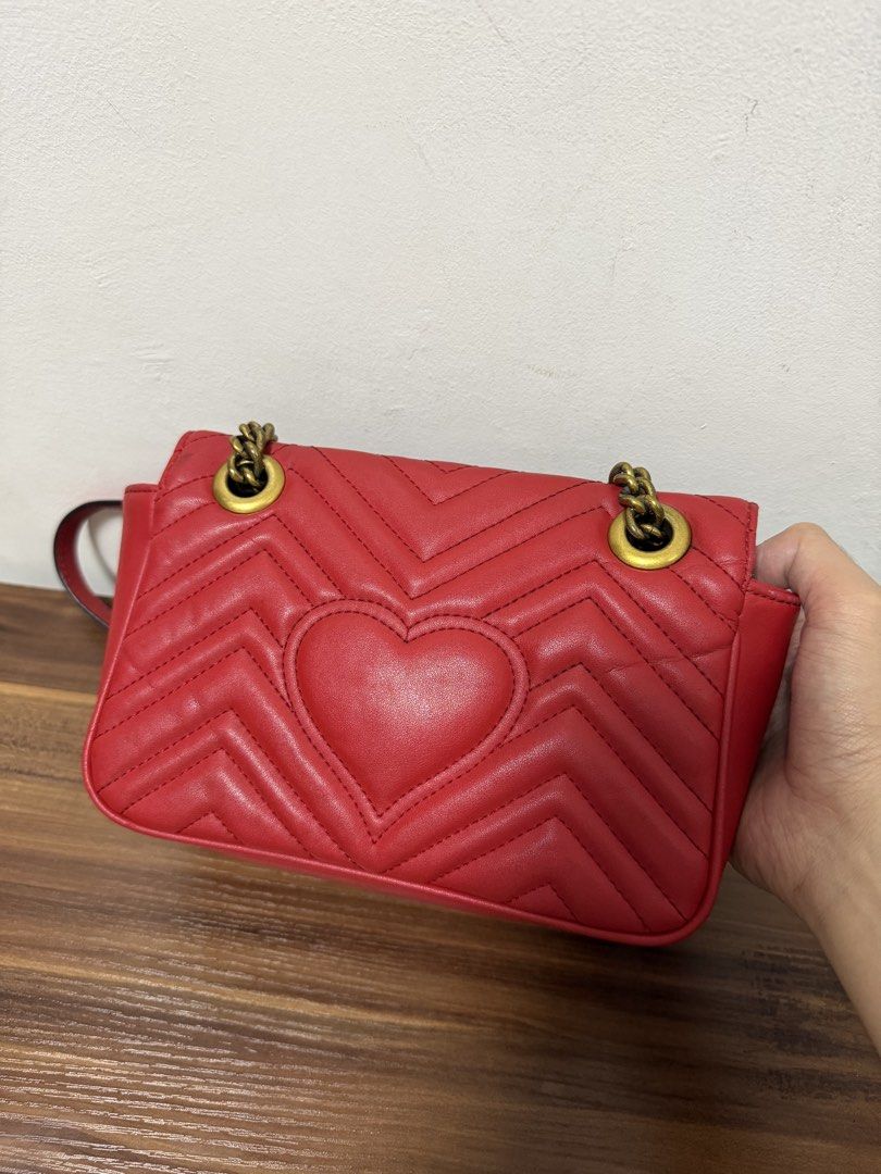Gucci Marmont Bag Small Red (Category: Luxury Bags & Wallets) located in Quezon City. Submitted by artcatalogueph (Listing ID 1458842041, Image 3). Description: FOR SALE Gucci Marmont Bag Small Red - Coded bag - Gold hardware - In good condition ₱10,000 only‼️ Meet ups QC commonwealth or Lalamove/Grab delivery within Metro Manila.