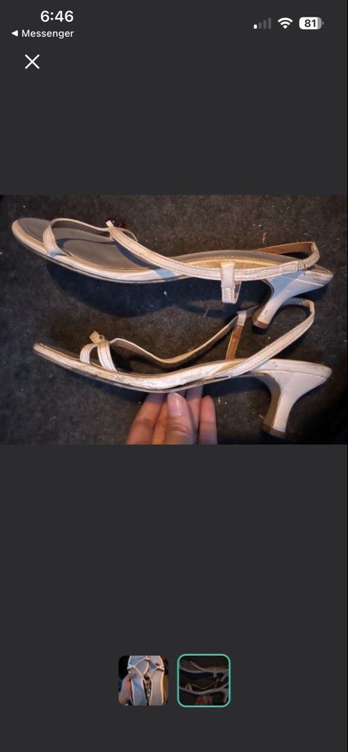 GVN Paloma Slingback Heels Sandals (Category: Heels) located in Makati City. Submitted by skippydeclutters (Listing ID 1439939325, Image 3). Description: - last price - actual photos posted - signs of usage - Chic slingback heels - Light beige exterior - Soft blue inner sole - Delicate strap design - Playful cherry charm (left charm missing) - normal wear (peeling on the slides) - Adds a sweet touch to any outfit.
