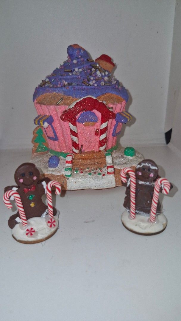 Gingerbread House Christmas Decor with Gingerbread Men (Category: Other Home Decor) located in Quezon City. Submitted by belikabim2014 (Listing ID 1458691597, Image 3). Description: - buy 3 complete sets p750.00 bundle price - Adorable gingerbread house, perfect for Christmas! - Features charming gingerbread man and womsn out front with candy canes. - Decorated with sparkling glitter, colorful candy, and detailed frosting. - Ideal for festive hol