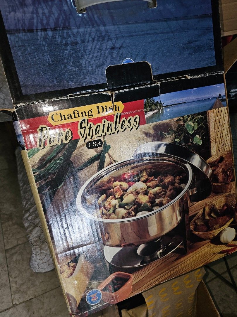 Heavy-Duty Round Chafing Dish (Category: Cookers) located in Manila. Submitted by joeyduffen (Listing ID 1458756094, Image 2). Description: Heavy-Duty Round Chafing Dish | ₱3,000 EACH 2 pcs available Selling a barely used, heavy-duty round chafing dish in excellent condition. • Approx. 10 inches in diameter • Approx. 3–4 inches deep • Good for around 50 servings • Complete set with stand + fuel/candle holder • Thick and sturdy — not like the newe