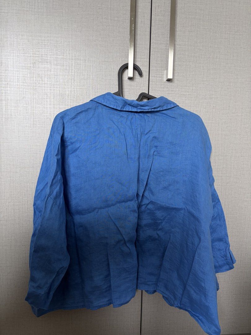 H&M cropped linen shirt (Category: Blouses) located in Pasig City. Submitted by prebynic (Listing ID 1458724288, Image 3). Description: Used once only Size XL.