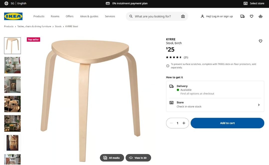Ikea Stackable Stools (2 available) (Category: Chairs) located in Singapore. Submitted by efr.0000 (Listing ID 1458756418, Image 2). Description: Retail $25 each. Selling both for $10 (fixed price). Fast deals only - please do not ask for measurements/more photos, make appt to view if keen. No delivery, prices are self collection price. Arrange your own movers/lalamove. *Please READ T&C below before asking questions, thanks!* --- TERMS & CONDITIO