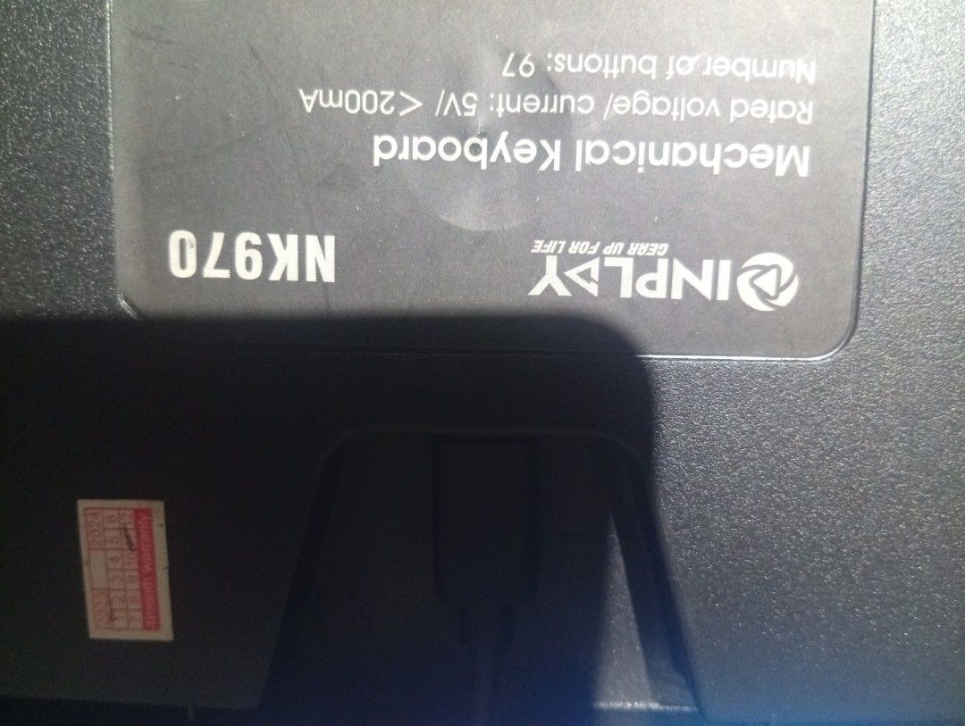InPlay NK970 Mechanical Keyboard (Category: Computer Keyboard) located in Manila. Submitted by hipdrive (Listing ID 1458865287, Image 3). Description: Has small issue, some of the keys do a double press sometimes. Not noticeable while gaming but happens during typing..