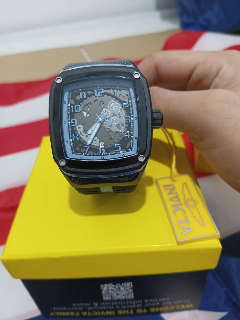 Invicta Watch with Blue Accents - Includes Box (Category: Men's Watches) located in Caloocan City. Submitted by cha_essentials2026 (Listing ID 1458831001, Image 3). Description: - Invicta Watch - Features a cool skeleton dial - Striking blue accents - Includes original yellow Invicta box - Ideal for watch collectors - Feel free to ask questions!.