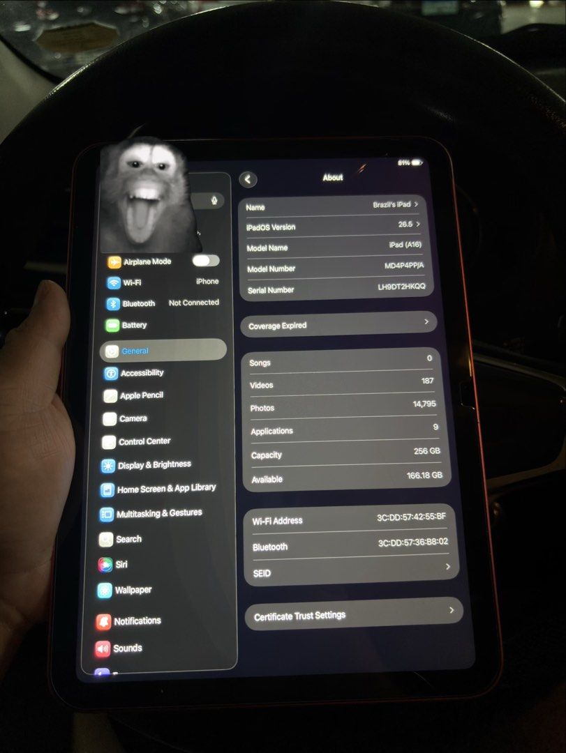 Ipad a16 11th gen 256gb (Category: iPad) located in Antipolo. Submitted by zilsie (Listing ID 1458735550, Image 1). Description: Ipad a16 11th gen 256gb Inclusion Goojodoq keyboard pink (php 2800) Goojodoq Pencil (php 700) Box RFS: mag pro model Selling for 30k message me for offers strictly meet up only within Antipolo city or nearby area.