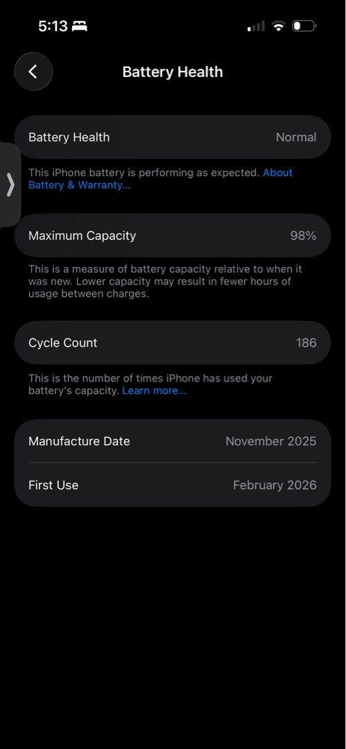 Iphone 15 (Category: iPhone 15 Series) located in Manila. Submitted by jelly0812111590 (Listing ID 1458877558, Image 2). Description: Iphone 15 no dents po 128GB bought this last Feb 15 2026 Includes cable, phone cases and box 98% battery health no damages For meet up lang po.