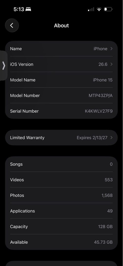 Iphone 15 (Category: iPhone 15 Series) located in Manila. Submitted by jelly0812111590 (Listing ID 1458877558, Image 1). Description: Iphone 15 no dents po 128GB bought this last Feb 15 2026 Includes cable, phone cases and box 98% battery health no damages For meet up lang po.