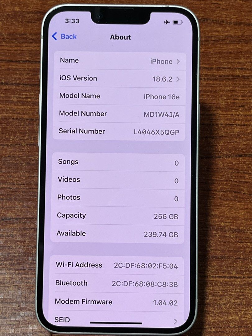 Iphone 16e 256gb (Category: iPhone 16 Series) located in Marikina City. Submitted by christine_joy_cabida (Listing ID 1458762399, Image 2). Description: Model: iPhone 16e - Storage: 256GB - Color: White - Condition: Excellent, as shown in images - Battery Health: 100% Maximum Capacity - factory unlock/ntc - w/ charger only.