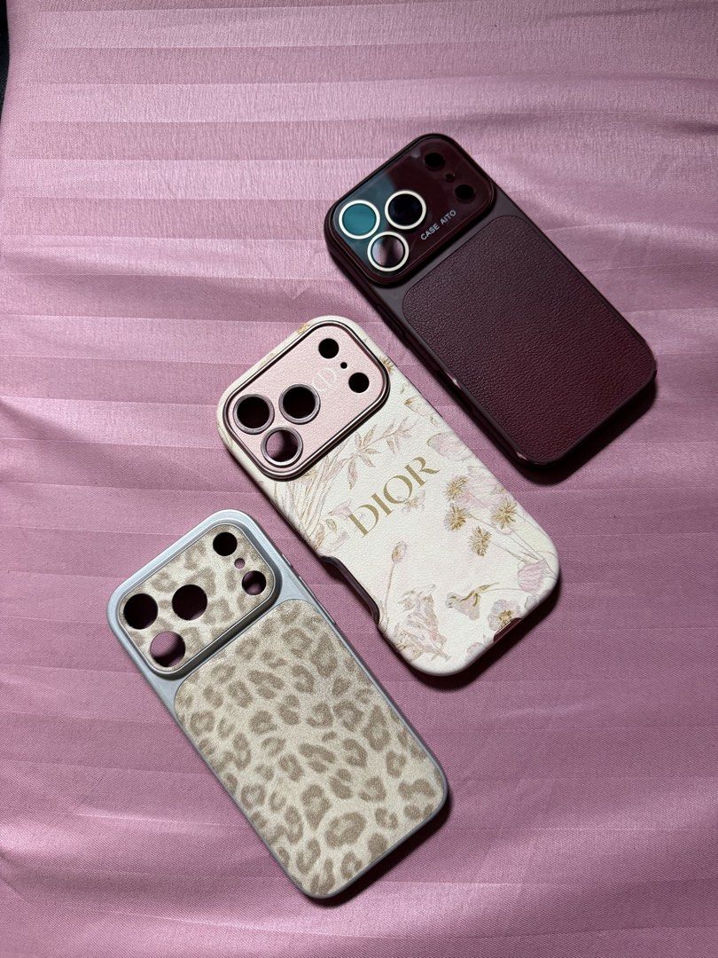 Iphone 17 pro Case (Category: Cases & Sleeves) located in Batangas. Submitted by hellogieeee (Listing ID 1458713195, Image 1). Description: Selling my Personal used Cases. Twice or Thrice used only. Dior Case - almost New (na stock lang) Leopard Case - used 2-3 times only Maroon Case - used few times pumatak lang kaya may paint fades FOR TAKE ALL! Rfs: Decluttering LOC: Lipa, Batangas MOP: gcash/ bank transfer MOD: LBC / Lalamove / meet up malapi