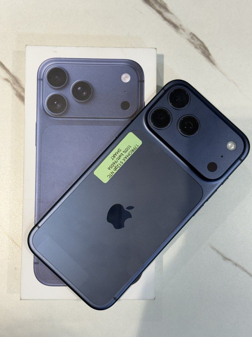 IPHONE 17 PRO MAX - DEEP BLUE (Category: iPhone 17 Series) located in Manila. Submitted by matchari (Listing ID 1458802601, Image 1). Description: 512 gb 100% battery health - 131 cycle count SMART Locked w/ charger .