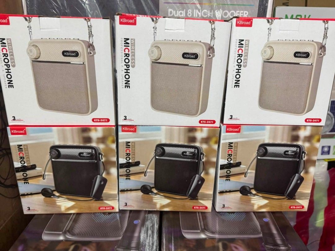 KBroad KTS-2471 Wireless Microphone Speaker (Category: Microphones) located in Manila. Submitted by charlie0620 (Listing ID 1458799586, Image 1). Description: - Portable KBroad KTS-2471 speaker - Wireless microphone included - Supports Bluetooth, USB, and FM radio - Ideal for karaoke sessions or presentations - Comes with charging cable and lanyard - Available in beige, black, and green - Compact and easy to transport.