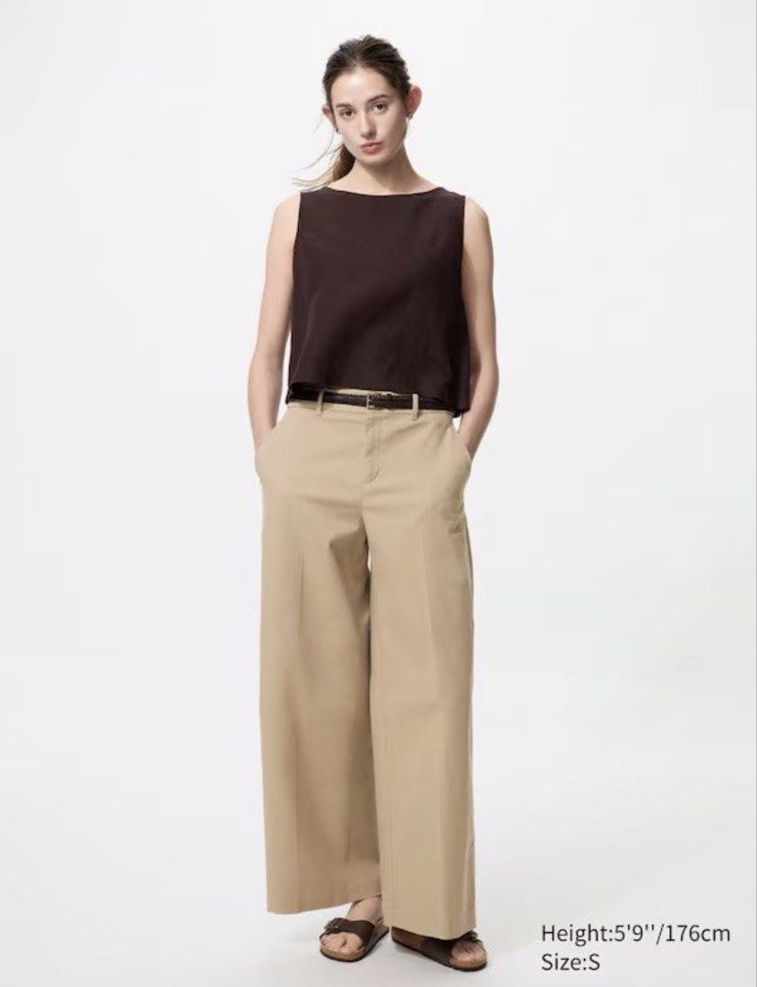 Khaki Wide Leg Cropped Pants (Category: Other Bottoms) located in Angono. Submitted by malijia (Listing ID 1458844190, Image 3). Description: - Khaki colored pants - Wide leg and cropped style - Front pockets - Button and zip closure - Simple and versatile for everyday wear - Great for casual outfits.