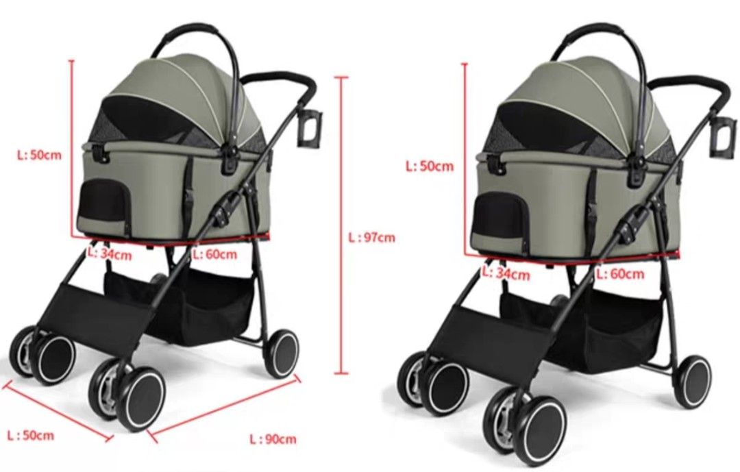 Large Size Pet Stroller for Cats and Small Dogs (Category: Homes & Other Pet Accessories) located in Pasig City. Submitted by cookeydream (Listing ID 1458854318, Image 3). Description: - Like New pet stroller, ideal for walks with your pet - Detachable carriage type - Can hold pets up to 40 pounds - With hook for pet leash - With back wheel break lock - Features a handy storage basket underneath. - Secure zip-up canopy for your pet's safety. - Gr