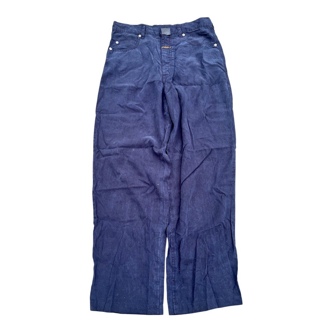 MARITHE + FRANCOIS GIRBAUD Stone Washed Navy Blue Wide Leg Pants (Category: Jeans) located in Bacoor. Submitted by 4103archivalgarmentph (Listing ID 1458778703, Image 2). Description: - Vintage Marithe + Francois Girbaud pants - Stone-washed navy blue color - Wide leg fit - Multiple pockets with zipper details - Button and zip fly - Ideal for streetwear or Y2K aesthetic - Features unique label and hardware -no issue -as new -30-32w -40L -9hem.