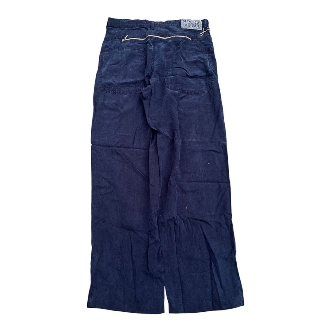 MARITHE + FRANCOIS GIRBAUD Stone Washed Navy Blue Wide Leg Pants (Category: Jeans) located in Bacoor. Submitted by 4103archivalgarmentph (Listing ID 1458778703, Image 1). Description: - Vintage Marithe + Francois Girbaud pants - Stone-washed navy blue color - Wide leg fit - Multiple pockets with zipper details - Button and zip fly - Ideal for streetwear or Y2K aesthetic - Features unique label and hardware -no issue -as new -30-32w -40L -9hem.