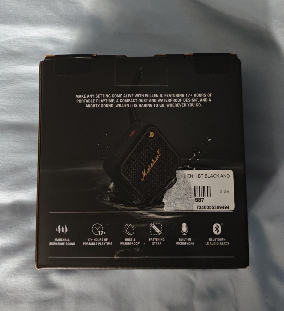 Marshall Willen II (Category: Soundbars, Speakers & Amplifiers) located in San Juan City. Submitted by perrrcy (Listing ID 1458737572, Image 2). Description: Marshall Willen II Portable Bluetooth Speaker Brand new. Was gifted to me but already have bluetooth speakers..