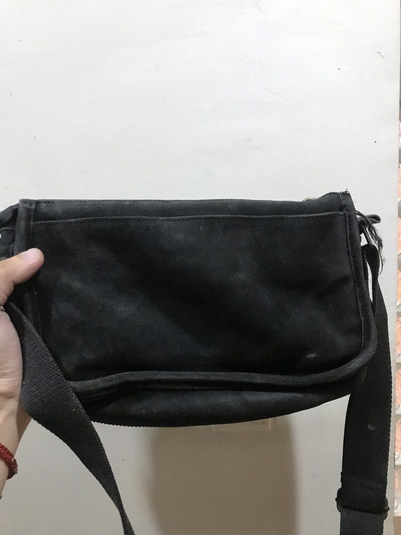 Miu Miu Sling Bag Suade Black (Category: Luxury Bags & Wallets) located in Quezon City. Submitted by wealthman8888 (Listing ID 1458743972, Image 2). Description: Sf Buyer shoulder Well used Distresst looked As is where is Authenticity is not gurantee.