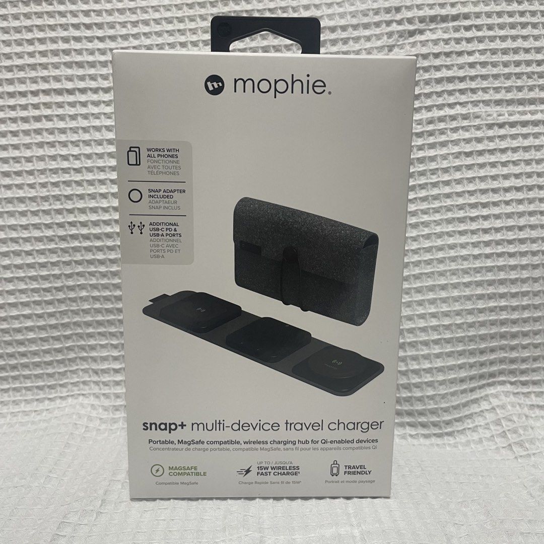 Mophie Snap+ Multi-Device Travel Charger (Category: Chargers & Cables) located in Manila. Submitted by jdvvry (Listing ID 1458869769, Image 1). Description: ₱3,999 (negotiable) ⟡ Mophie Snap+ Multi-Device Travel Charger › Unsealed. Never Used. Excellent premium 3-in-1 wireless charging hub for your Apple/Android ecosystem—perfect for travel or clean desk setups. message to order! Legit Check: Joie Dvvry (F B) @jdvvry #magsafecharger #appleaccesso