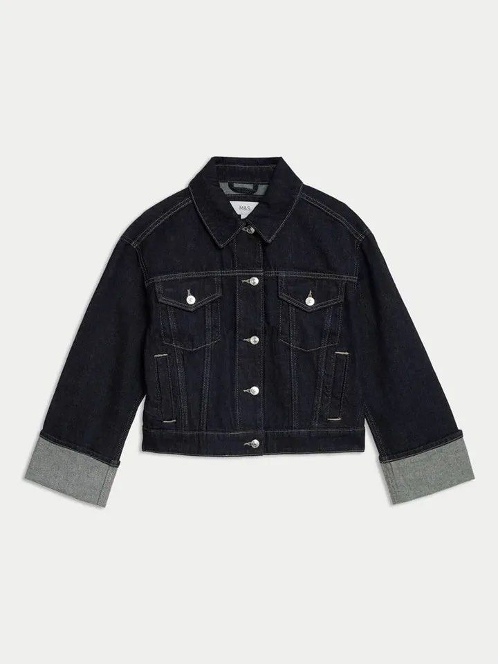 M&S Dark Denim Turn Up Cuff (Category: Coats, Jackets and Outerwear) located in Manila. Submitted by declutterwithC (Listing ID 1458726292, Image 3). Description: Like new, used once only. Bought from US Med to Large size Still available on their website.