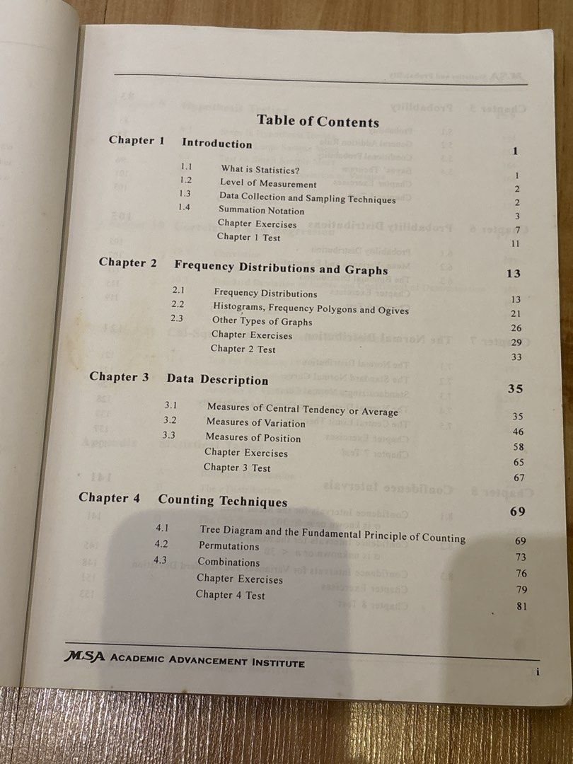 📚MSA Statistics and Probability Textbook by Alferz and Duro (Category: Textbooks) located in Taguig. Submitted by ukaymom (Listing ID 1458754627, Image 3). Description: - MSA Statistics and Probability textbook - Authors: Merle S. Alferz and Ma. Cecilia A. Duro - Project Director: Gerard S. Alferz - Publisher: MSA Academic Advancement Institute - Topics covered: Introduction to Statistics, Hypothesis Testing, Correlation and Regression, Chi-Squa