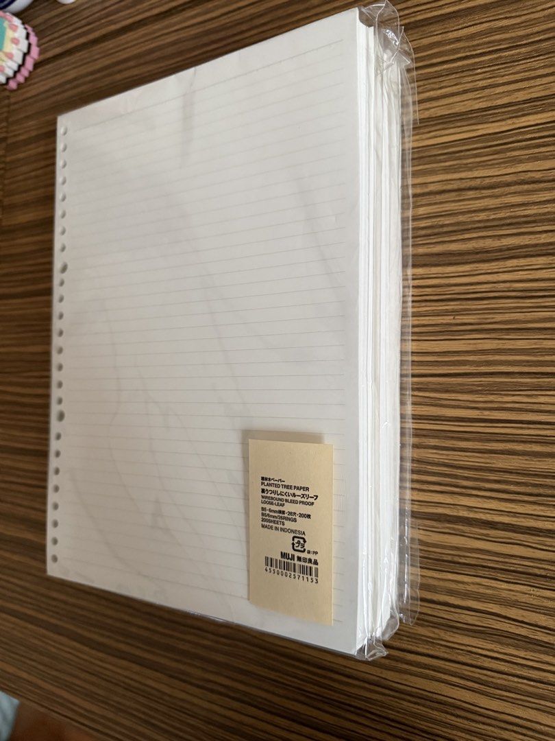 Muji B5 Loose Leaf Paper (Category: Stationery & School Supplies) located in Rizal. Submitted by prelovedbykash (Listing ID 1458745004, Image 3). Description: - 180 per pack; will give discount if buying all 3 packs - MUJI B5 Ruled Loose Leaf Paper - 200 sheets per pack.