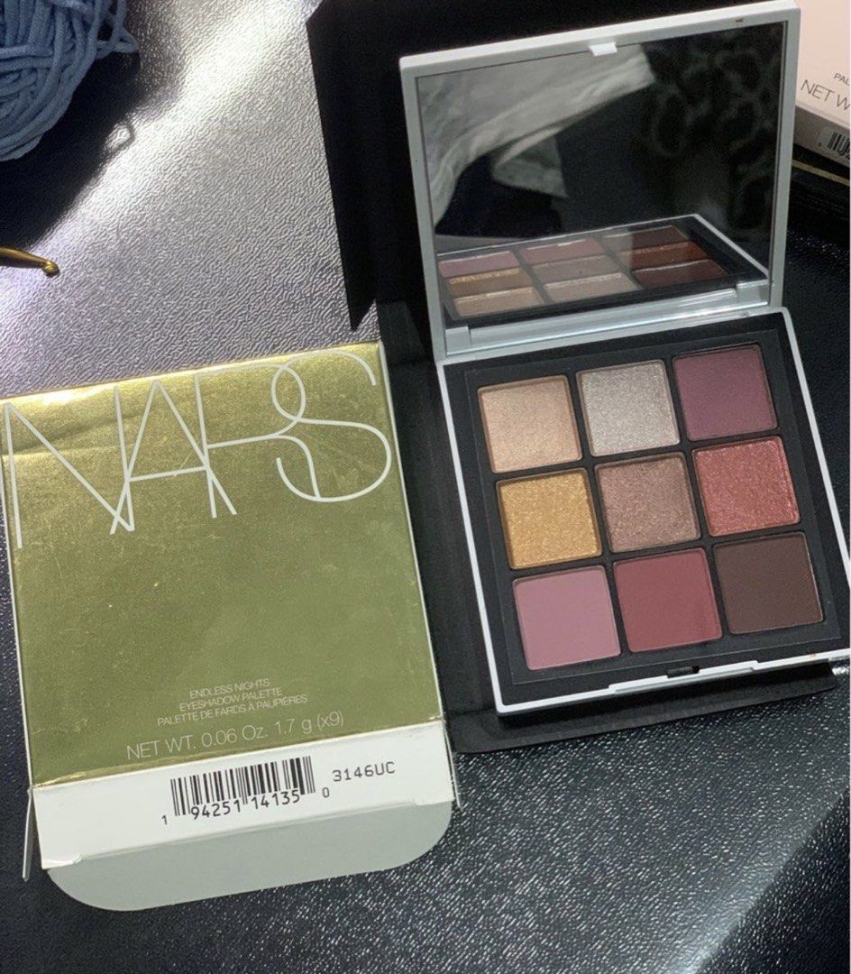 NARS Endless Nights Eyeshadow Palette (Category: Makeup) located in Mandaluyong City. Submitted by lgariba (Listing ID 1458743847, Image 1). Description: - NARS Endless Nights Eyeshadow Palette - Features 9 shades: a mix of shimmers and mattes - Color range includes neutrals, pinks, and a deep berry - Perfect for creating diverse makeup looks - Comes with original packaging.
