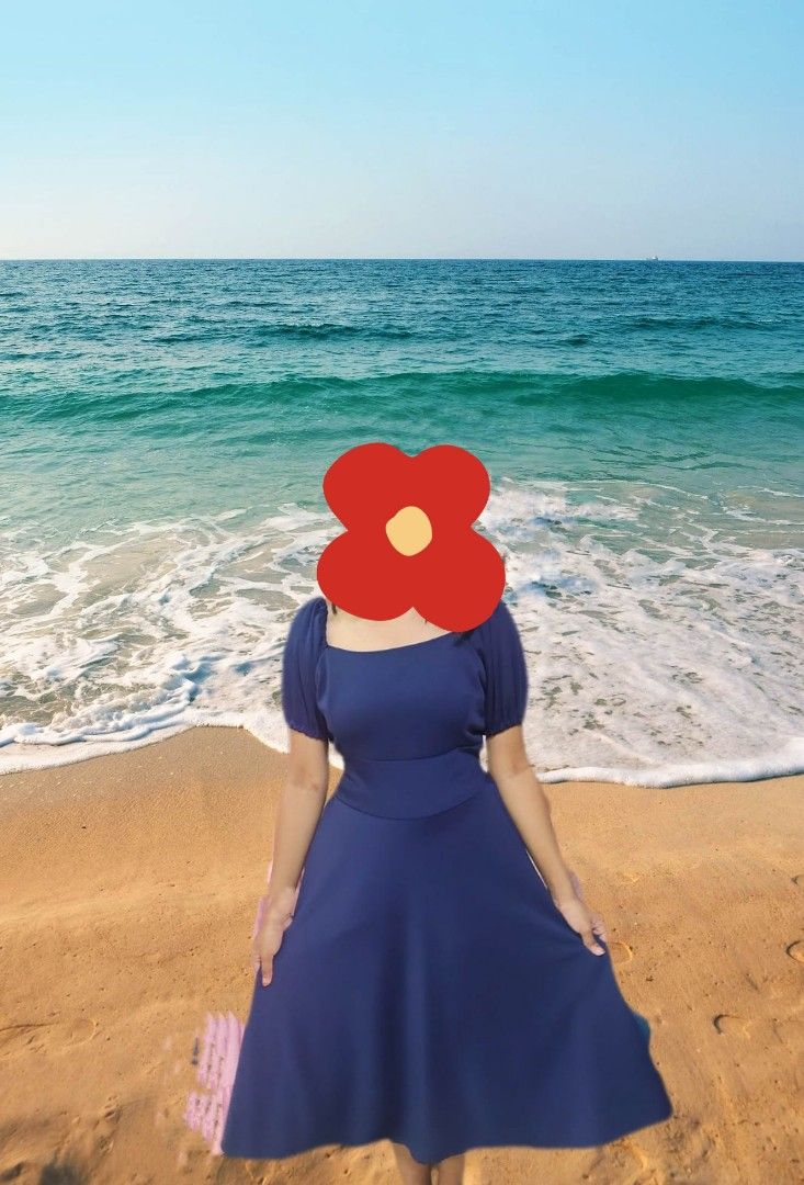 Decluttering (Category: Dresses) located in Manila. Submitted by fastrabbit.869d2d (Listing ID 1458780549, Image 1). Description: -NEGOTIABLE navy blue midi dress - Flattering square neckline - Short puff sleeves - Fitted waist with flared skirt - Ideal for beach days or casual outings - Comfortable and stylish.