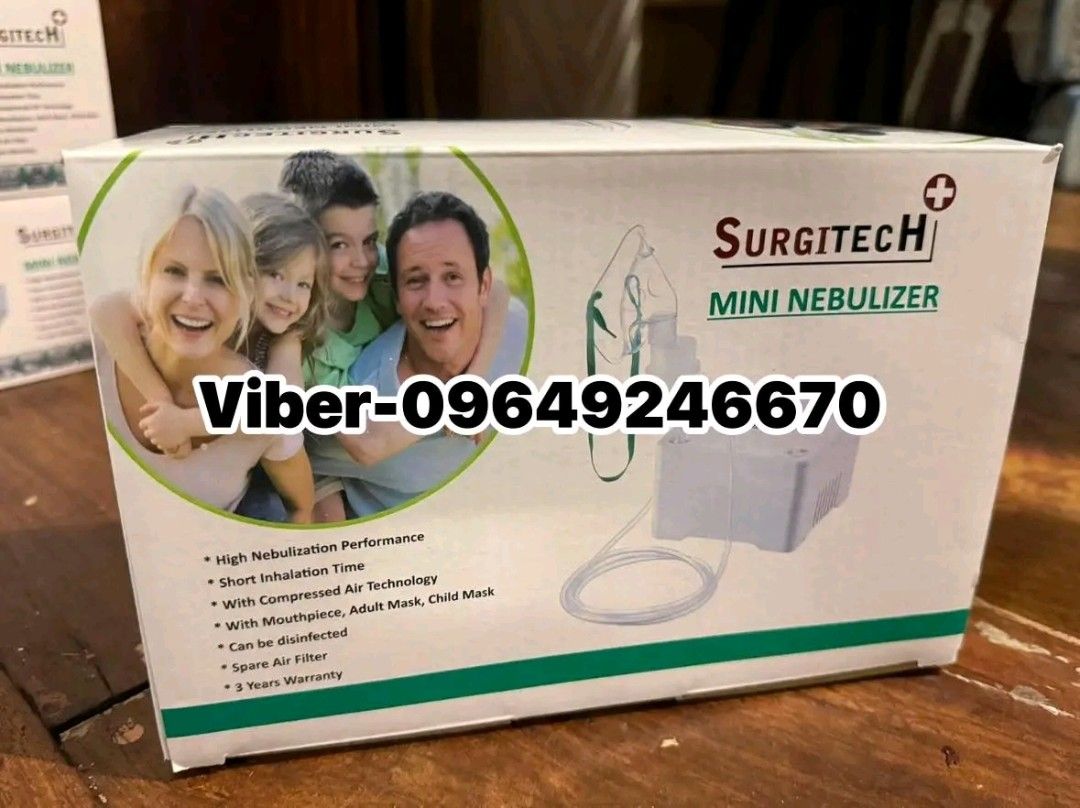 @Nebulizer Surgitech Complete set‼️‼️ (Category: Medical Supplies & Tools) located in Manila. Submitted by oplecherly24007 (Listing ID 1458886774, Image 1). Description: Brand new Onhand Heavy duty With Warranty Affordable price Same day delivery .