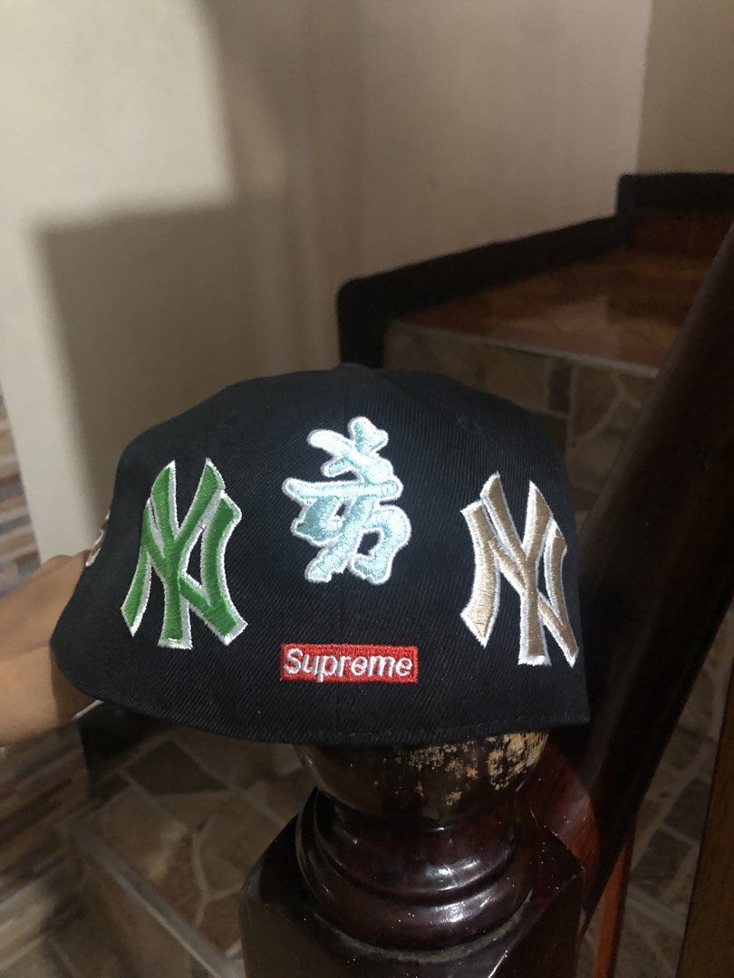 New Era 59FIFTY Multiple NY Patch / Supreme (Category: Caps & Hats) located in Manila. Submitted by rhanjicokes (Listing ID 1458879376, Image 3). Description: - Brand: New Era - Model: 59FIFTY Fitted Cap - Color: Black - Size: 7 1/2 - Features: Multiple embroidered New York Yankees logos (various colors/styles) - Additional Detail: Supreme logo patch - Ideal for: New York Yankees fans, streetwear enthusiasts.