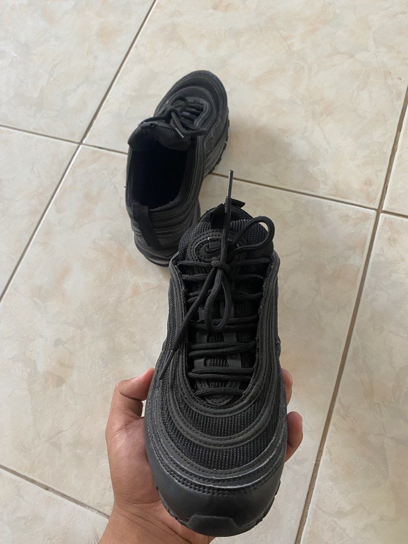 Nike Air Max 97 Triple Black Sneakers (Category: Sneakers) located in Manila. Submitted by joshmwm (Listing ID 1458840255, Image 3). Description: Nike Air Max 97 (Triple Black). Classic wavy design, great for daily wear. Minor sole scuffs, Get these iconic sneakers!.