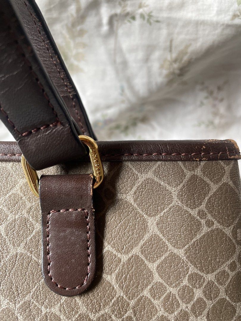 Nina Ricci NR Monogram Tote Bag (Category: Luxury Bags & Wallets) located in Cavite. Submitted by msandysgoodies (Listing ID 1458714632, Image 2). Description: - Classic Nina Ricci tote bag - Signature NR monogram pattern all over - Dark brown leather trim and handles - Gold hardware details - Zipper closure on back pocket - Four metal studs on the bottom for protection - Stylish and practical for everyday use.
