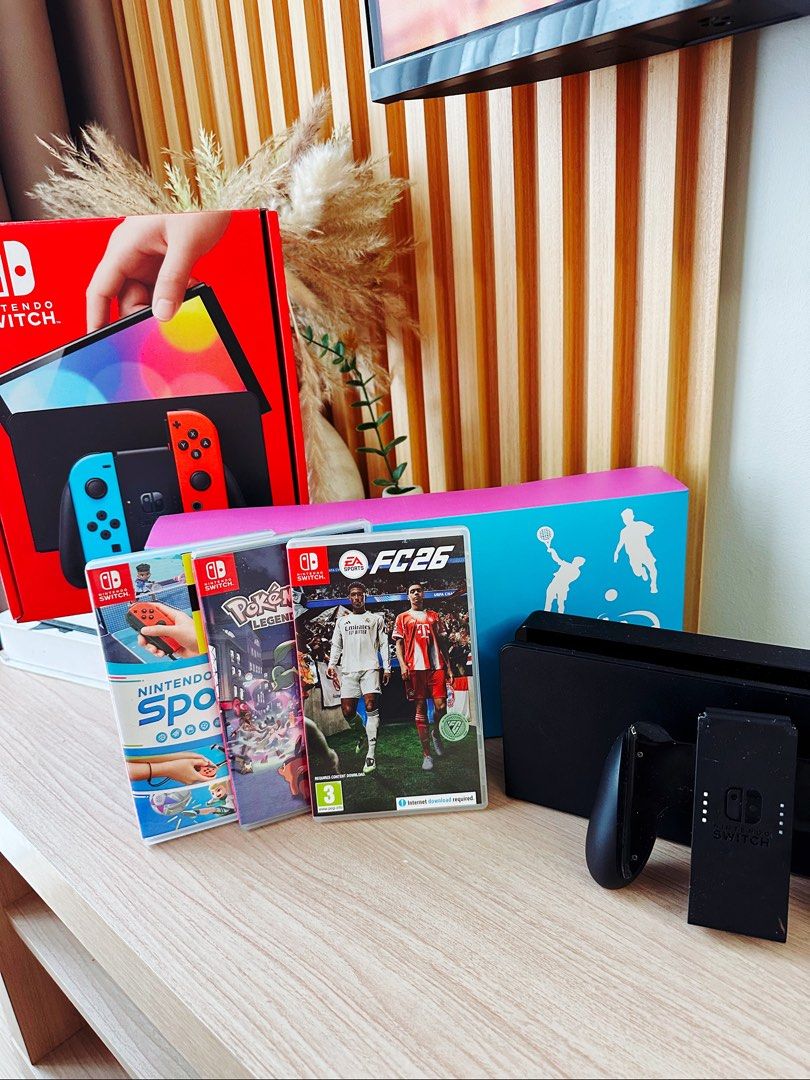 NINTENDO SWITCH OLED (Category: Nintendo) located in Kuala Lumpur. Submitted by belownbuy (Listing ID 1458755321, Image 3). Description: NINTENDO SWITCH OLED RM1100 only include; - Nintendo Switch OLED 64 GB Model console - FREE 3 GAMES - Includes dock, Joy-Cons and other accessories - Perfect for both home and on-the-go play - Rarely used less than a year - Free Casing for Device and Gamecard - Free NSW sports accessories - Get All same like pho