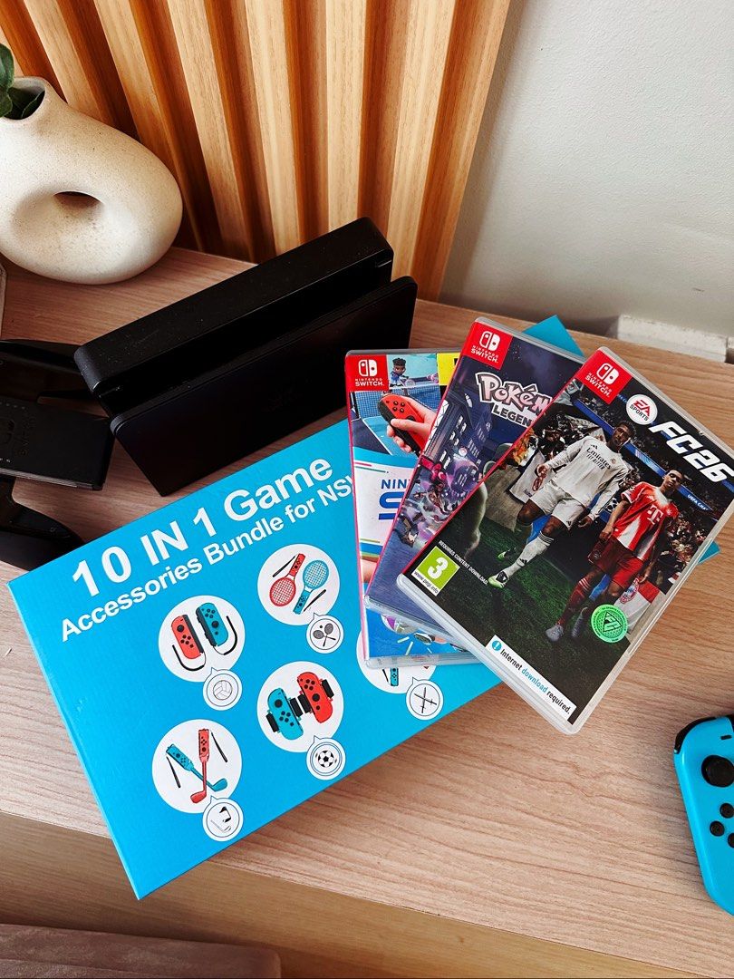 NINTENDO SWITCH OLED (Category: Nintendo) located in Kuala Lumpur. Submitted by belownbuy (Listing ID 1458755321, Image 2). Description: NINTENDO SWITCH OLED RM1100 only include; - Nintendo Switch OLED 64 GB Model console - FREE 3 GAMES - Includes dock, Joy-Cons and other accessories - Perfect for both home and on-the-go play - Rarely used less than a year - Free Casing for Device and Gamecard - Free NSW sports accessories - Get All same like pho