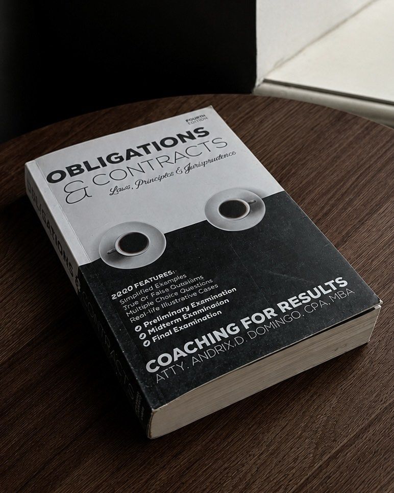 Obligations & Contracts (4th Edition by Domingo) (Category: Textbooks) located in Bacoor. Submitted by hani.hly (Listing ID 1458702949, Image 1). Description: Obligations & Contracts (4th Edition by Domingo) - With answers on all chapters - With highlights on Ch 3-4 - With plastic cover ❗️Kindly note that full payment must be made prior to booking the shipment, as I do not accommodate Cash on Delivery (COD) transactions. ❗️Delivery via Lalamove ❗
