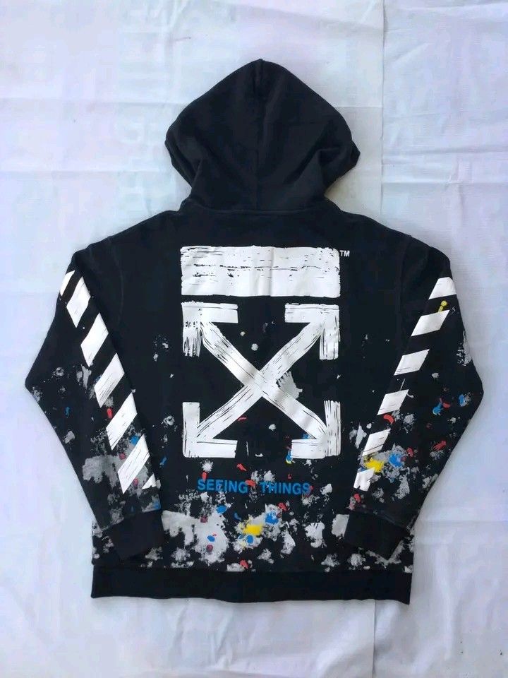 OFF-WHITE "Galaxy" Brushed Paint Splatter Zip-up Hoodie (Category: Hoodies) located in Caloocan City. Submitted by babradede215 (Listing ID 1458837705, Image 2). Description: Length : 28 Width : 23 Color Rate : 9.9/10.