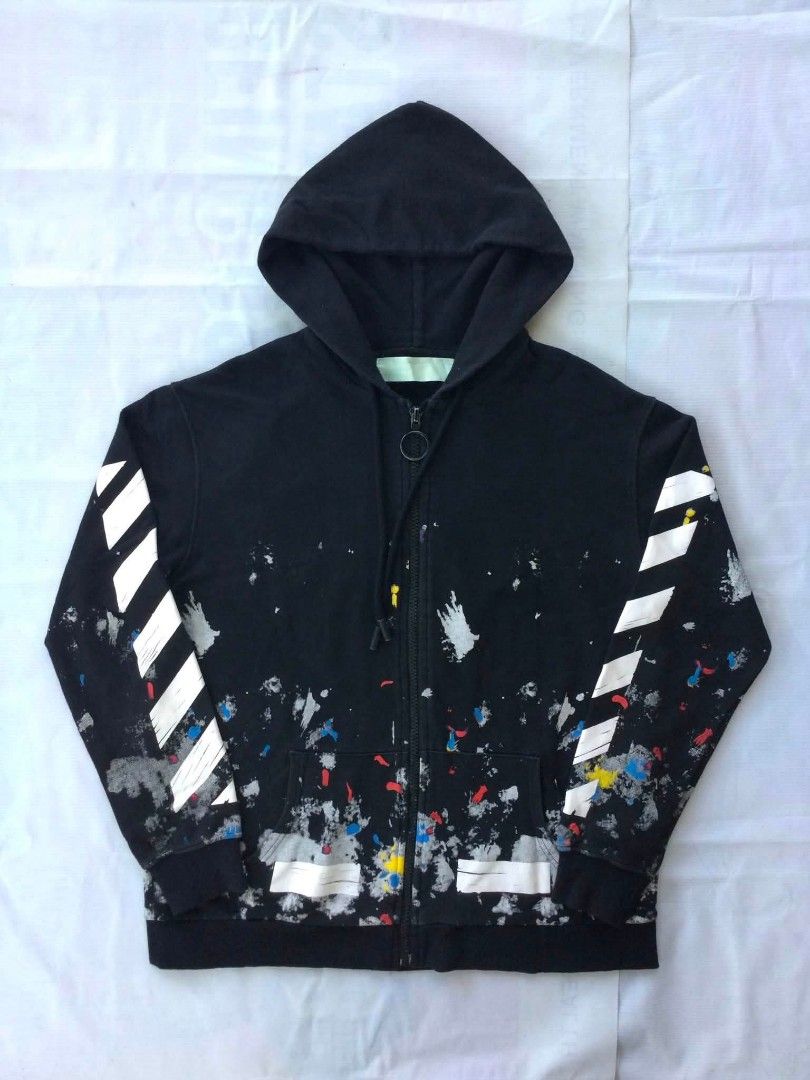 OFF-WHITE "Galaxy" Brushed Paint Splatter Zip-up Hoodie (Category: Hoodies) located in Caloocan City. Submitted by babradede215 (Listing ID 1458837705, Image 1). Description: Length : 28 Width : 23 Color Rate : 9.9/10.