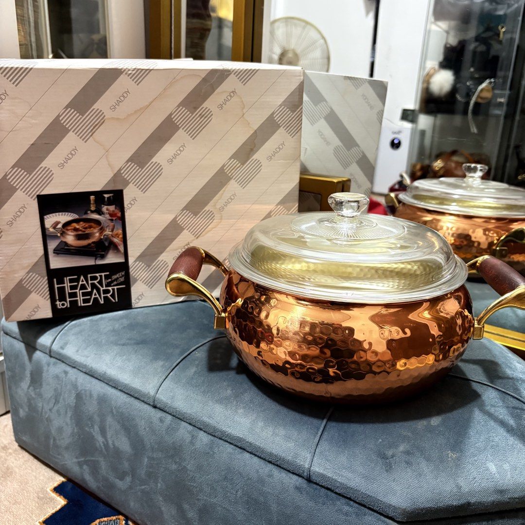 Original Shaddy Japan Copper Cooking Pot (Category: Cookware & Accessories) located in Binangonan. Submitted by makoleksyon (Listing ID 1458758778, Image 3). Description: Brand new With box Pwede pang gift Bought in Japan 💯% original Money back guarantee .